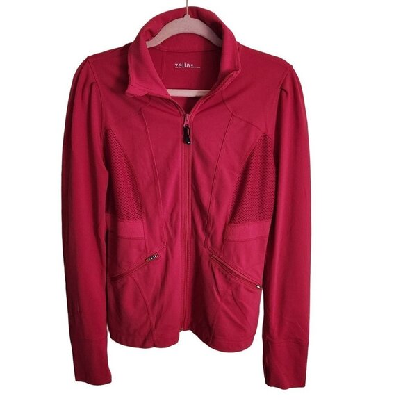 Zella Full Zip Athletic Mock Neck Deep Pink Jacket Size M - Picture 1 of 5